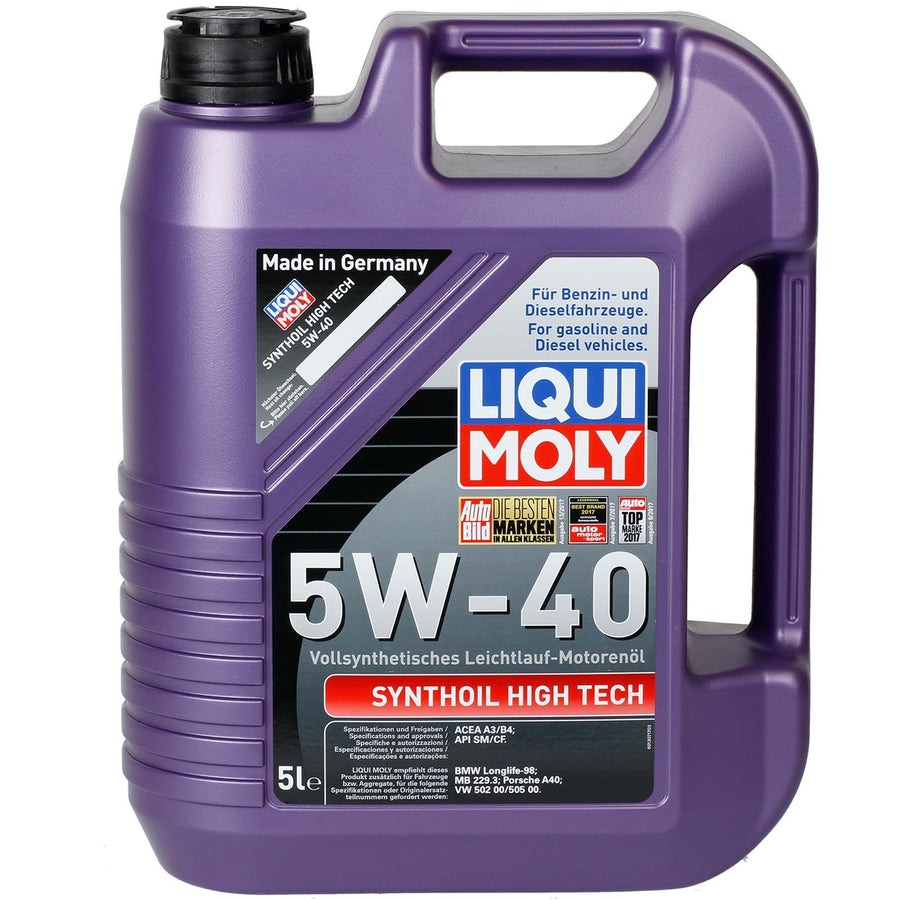 LIQUI MOLY Olio motore Synthoil 5W-40 Olio sintetico 5 L Compatibilità con RENAULT Clio 3 Hatchback BR0/1, CR0/1 Clio 2 BB0/1/2, CB0/1/2 Clio 4 Hatchback BH, PEUGEOT 206 2 volumi/Coda spiovente 2A/C
