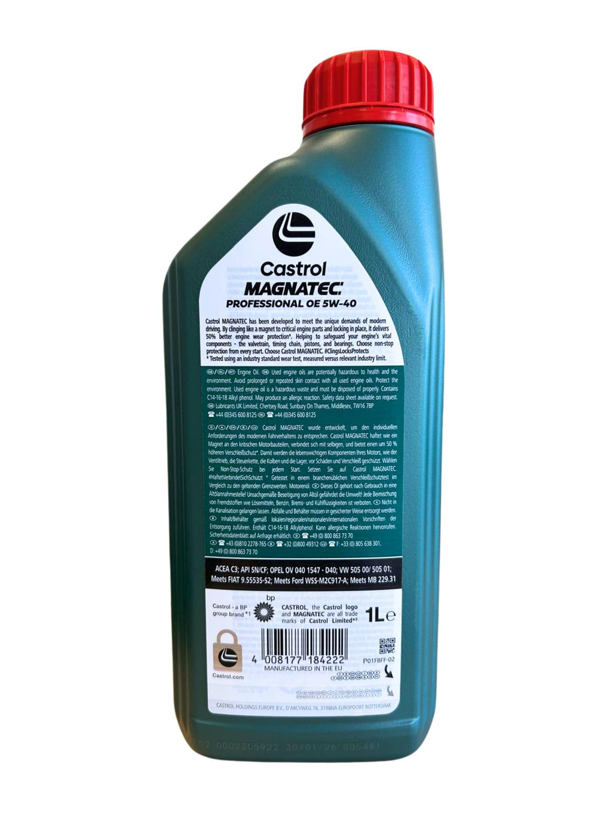 Castrol Magnatec Professional OE 5W40 - Olio per Auto, Lubrificante 5W-40 5 Litri