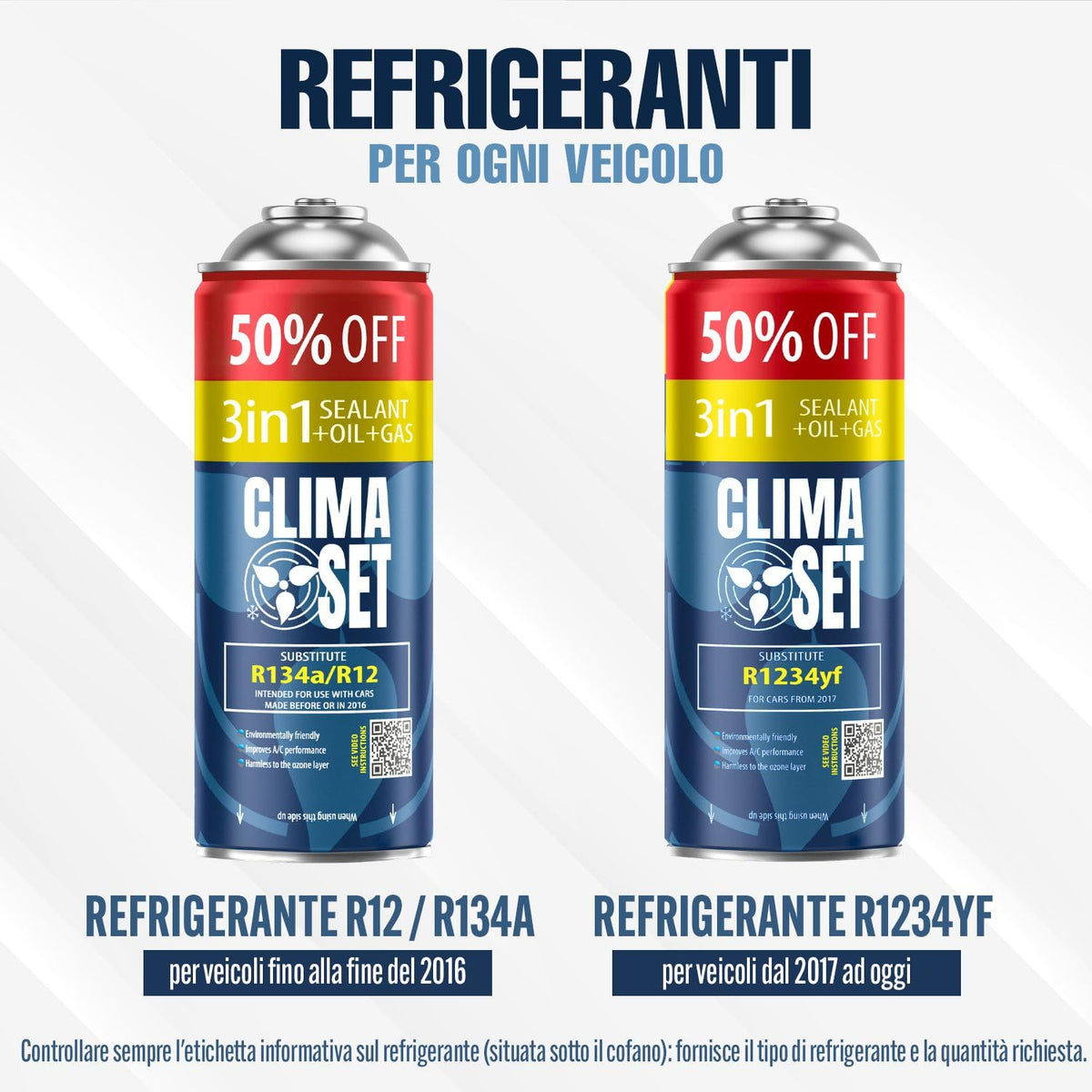 ClimaSet - Gas di ricarica per climatizzatore 3 in 1 r134a, olio, sigillante per perdite XL e gas R134a e tubo flessibile - Kit Ricarica Gas AC - Kit Ricarica Climatizzatore Auto - 470 g