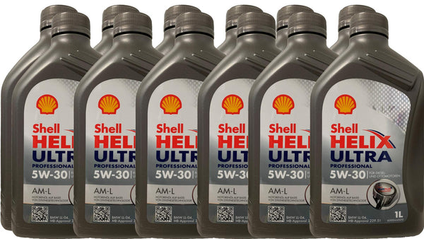 12 confezioni da 1 litro di olio per motore Shell Helix ULtra Professional AM-L 5W-30 MB 229.51, BMW LL04