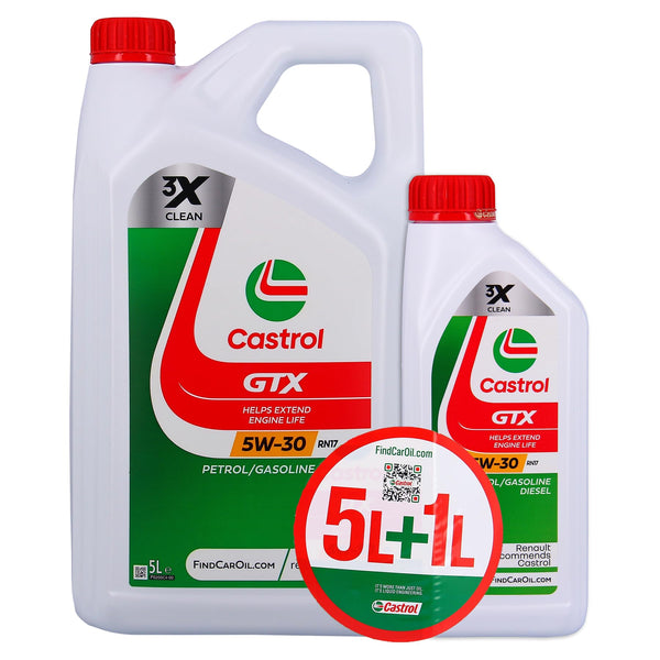 CASTROL GTX Olio motore 5W-30 RN17, pack da 5+1L