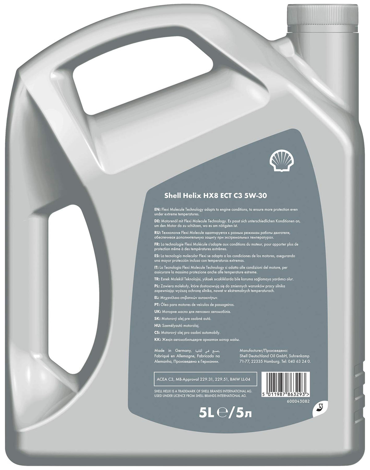 SHELL Olio motore Helix 5W-30 5 L Compatibilità con BMW 3 Sedan E90 3 Sedan E46 1 Hatchback E87 1 Hatchback F20 5 Sedan E60