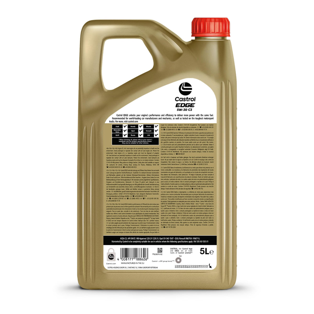 Castrol EDGE 5W-30 C3 Olio Motore per auto Totalmente Sintetico, 5L