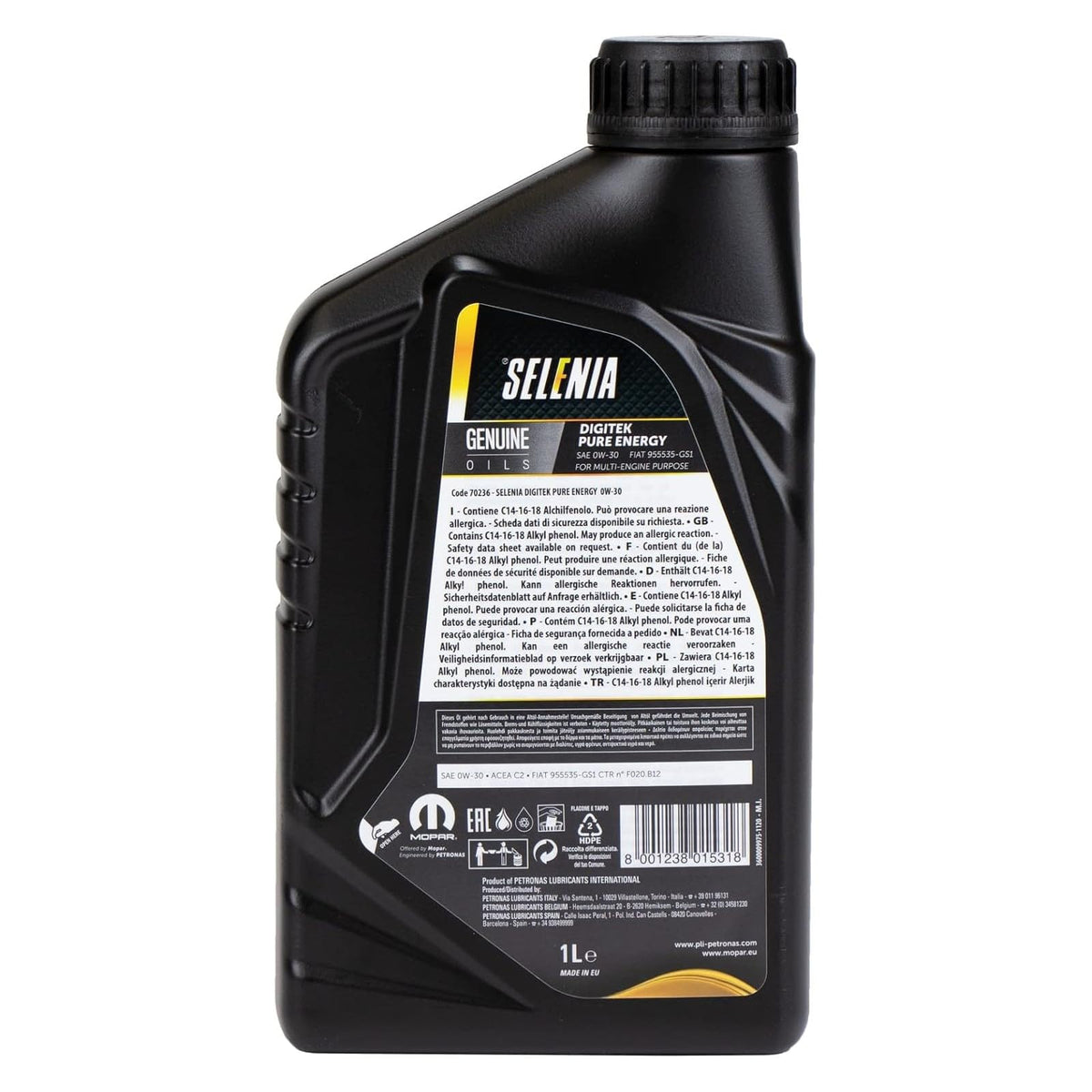 OLIO MOTORE PER AUTO PETRONAS DIGITEK PURE ENERGY CONFEZIONE DAL LT. 2
