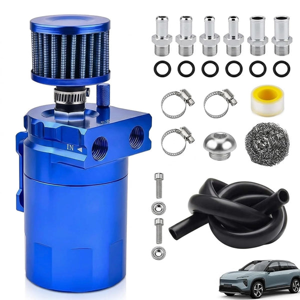 Car Oil Catch Tank Can,Blu 300ml Flaconi Decanter Vapori Olio per Auto,Serbatoio per Auto in Alluminio,Decanter Serbatoio con Filtro Dell'aria,decanter Vapori olio,Facile da Installare e Utilizzare