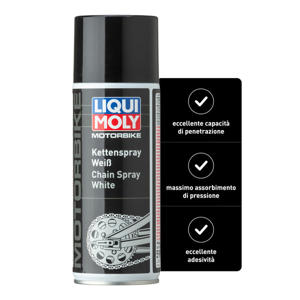 Liqui Moly Motorbike Spray per Catene Bianco, 400 ml, Motocicletta lubrificante Harried Senza Rame, sku: 5981