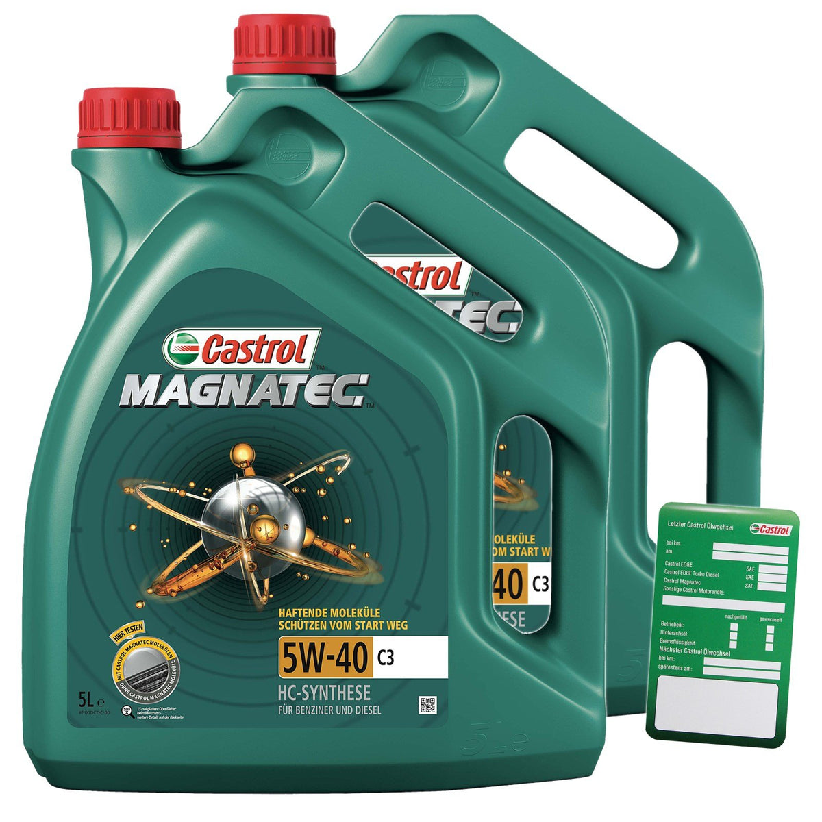 2x 5 L = 10 litro Castrol Magnatec 5W-40 C3 olio motore incl. Castrol etichetta cambio olio; specifico: API SN/CF; ACEA C3; MB 229.31; VW 502 00/505 00; BMW Longlife-04; Renault RN0700/0710; dexos2®;