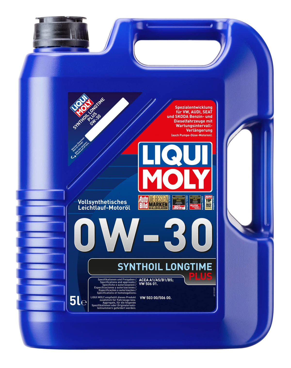 LIQUI MOLY Olio motore Synthoil 0W-30 Olio sintetico 5 L Compatibilità con VW Golf 4 Hatchback 1J1 Golf 5 Hatchback 1K1 POLO 9N TIGUAN 5N, AUDI A3 Sportback 8PA