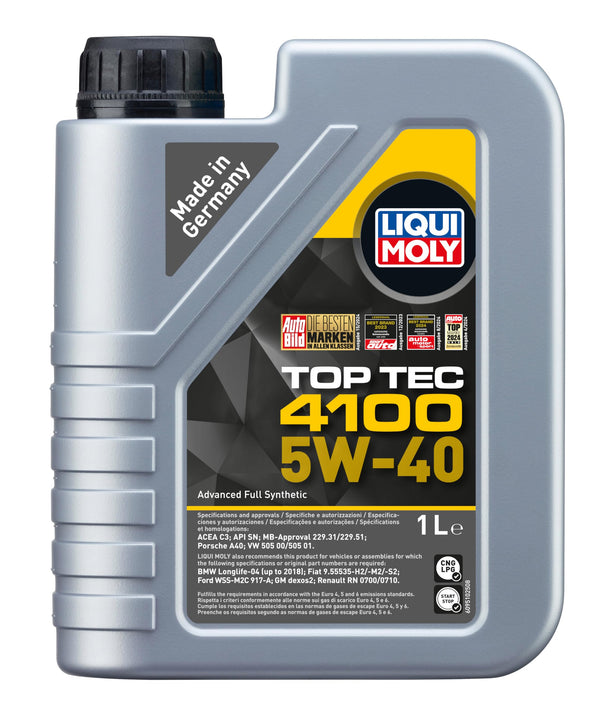 LIQUI MOLY | Top Tec 4100 5W-40 | 1 L | Oli motore | Tecnologia sintetica | SKU: 9510