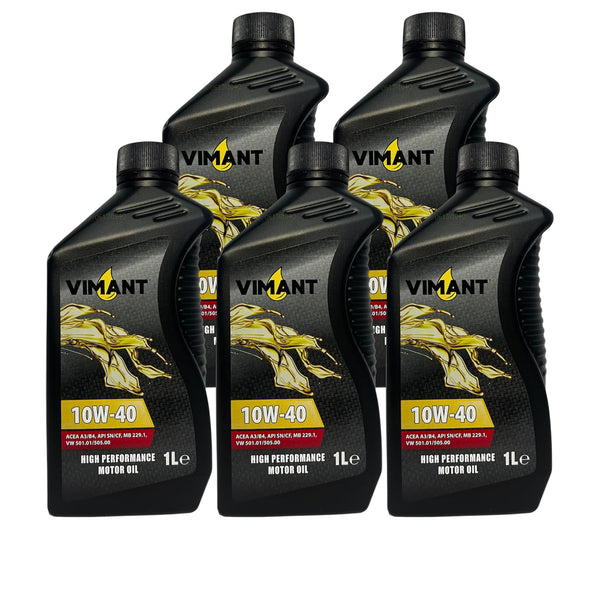 VIMANT Olio Motore Auto SAE 10W-40, 5 Litri, 5x1L, Semi-Sintetico, ACEA A3/B4, MADE IN ITALY