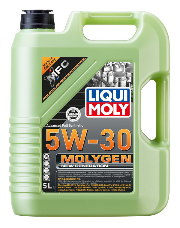 LIQUI MOLY Olio motore Molygen 5W-30 5 L Compatibilità con RENAULT Megane 3 Hatchback BZ0/1 Twingo 1 C06 KANGOO Express FW0/1, NISSAN Qashqai/Qashqai +2 I J10, NJ10, OPEL Corsa D Hatchback S07