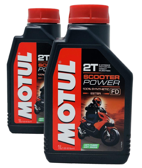 OLIO MISCELA MOTUL SCOOTER POWER 2T 100% SINTETICO SYNTHETIC ESTER 2 CONFEZIONI DA 1 LITRO