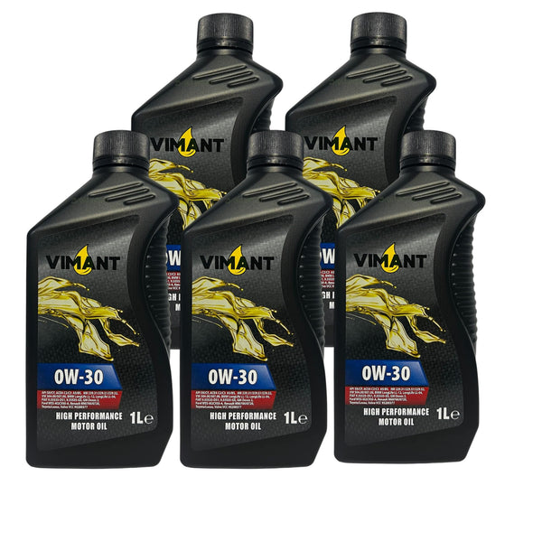 VIMANT Olio Motore Auto SAE 0W-30, 5 Litri, 5x1L,100% Sintetico, API SN/CF, ACEA C2/C3 A5/B5, MADE IN ITALY