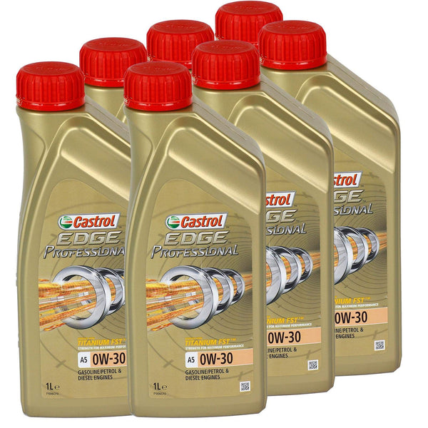 Castrol - 7 taniche da 1 l di olio lubrificante Edge Professional A5 0W-30, ACEA A5/B5