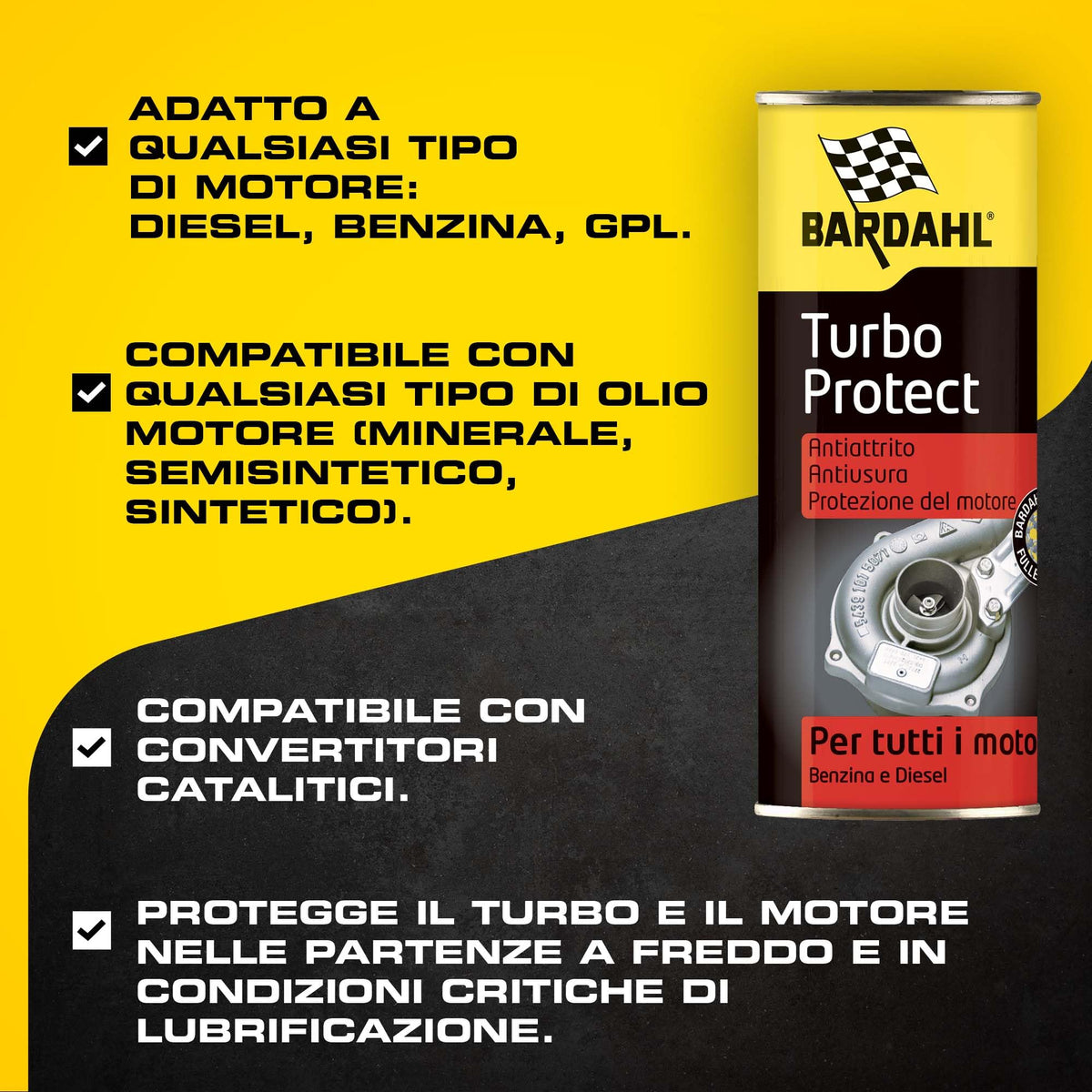 Bardahl - Turbo Protect, Additivo per Auto Benzina, Diesel o GPL