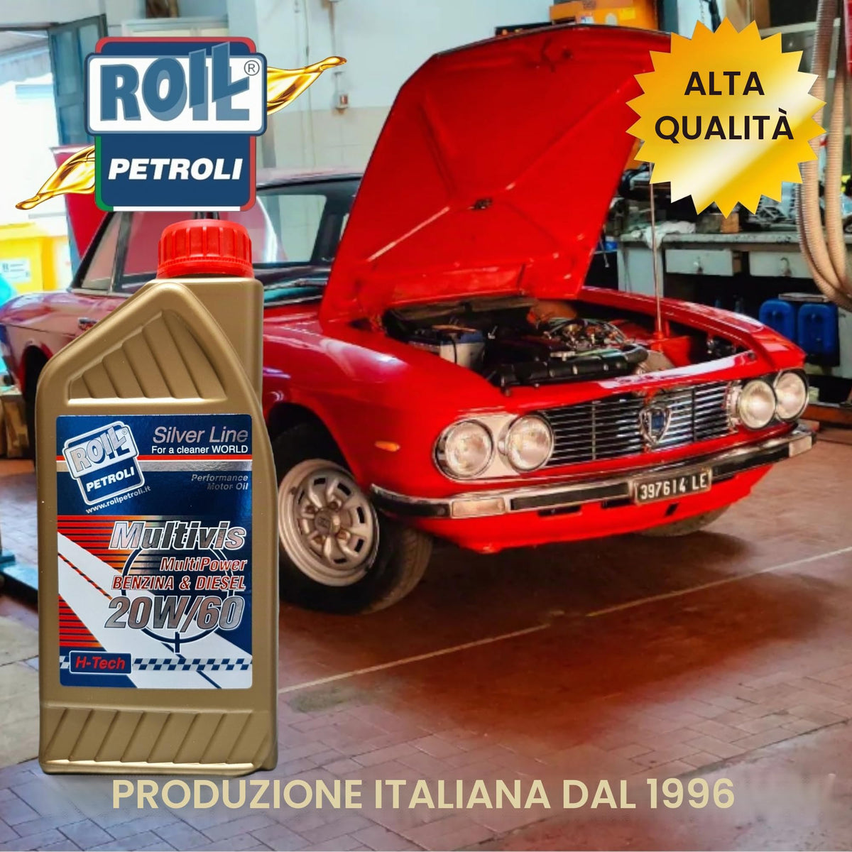 6 Litri di ROIL MULTIVIS 20W/60 - NUOVA FORMULAZIONE MAGGIORE RISPARMIO DI OLIO E CARBURANTE -AUTO CLASSICHE STORICHE E SPORTIVE BENZINA & DIESEL MOTORI LOGORI O DECOMPRESSI