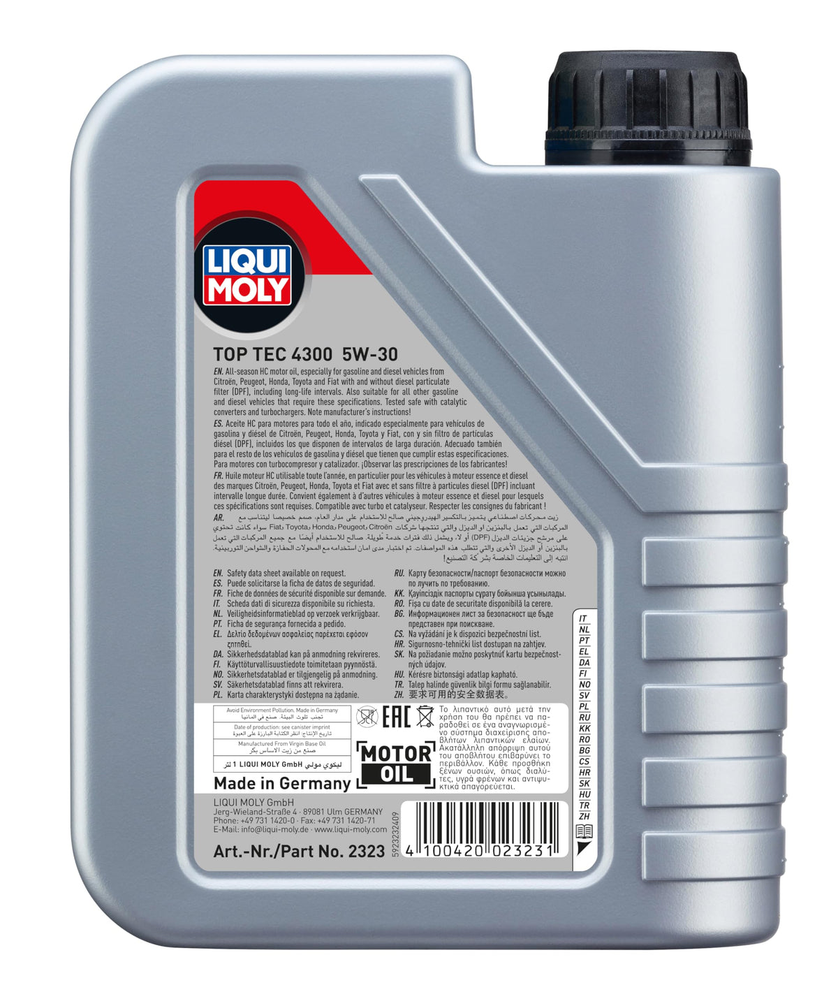 LIQUI MOLY | Top Tec 4300 5W-30 | 1 L | Oli motore | Tecnologia sintetica | SKU: 2323