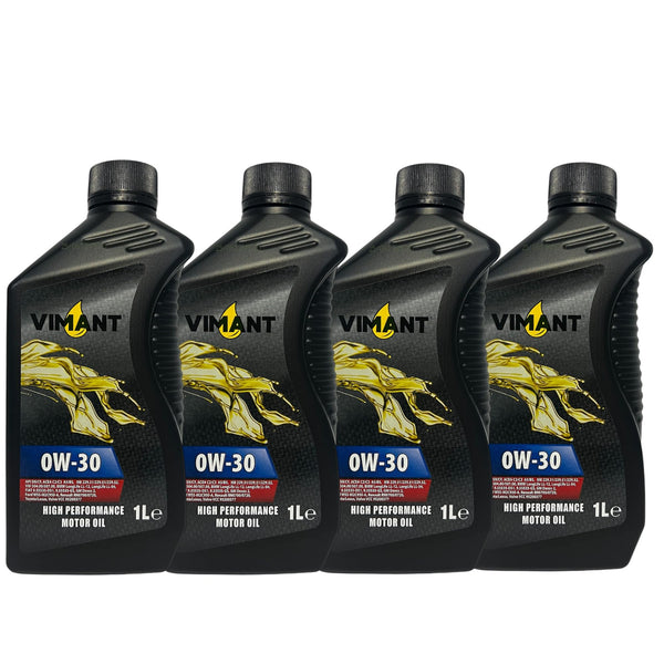 VIMANT Olio Motore Auto SAE 0W-30, 4 Litri, 4x1L,100% Sintetico, API SN/CF, ACEA C2/C3 A5/B5, MADE IN ITALY