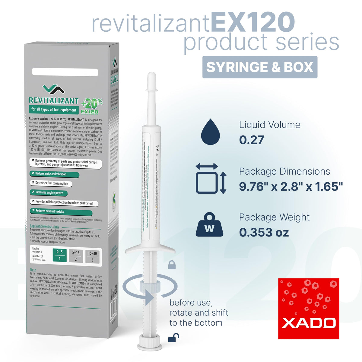 XADO Additivo per ogni tipo di sistema di alimentazione con Revitalizant® - EX120 per impianti di combustione e sistemi di iniezione, 8ml