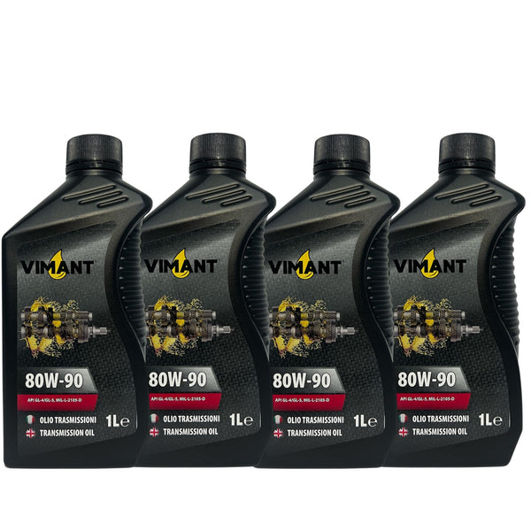 VIMANT Olio, Cambio, Trasmissioni, Ingranaggi, 80W-90, 4 Litri, 4 Flaconi da 1L, API GL-4/GL-5