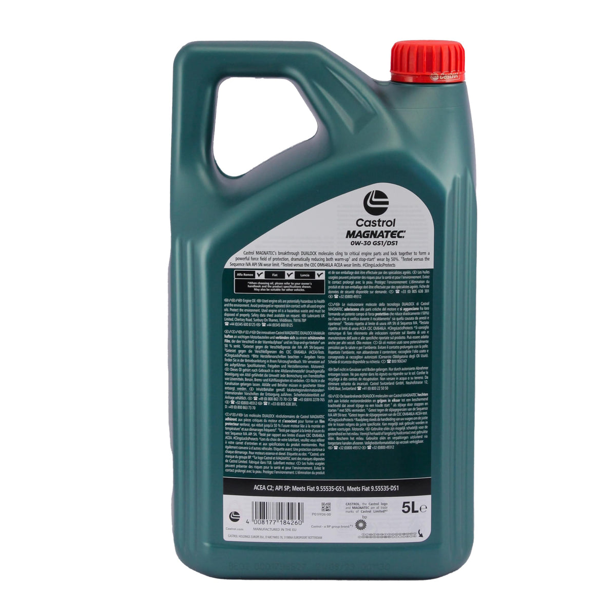 Castrol Magnatec 0W-30 GS1/DS1 Tanica 5 Litri - ACEA C2, API SP, Meets Fiat 9.55535-GS1, Meets Fiat 9.55535-DS2 - Litri 5