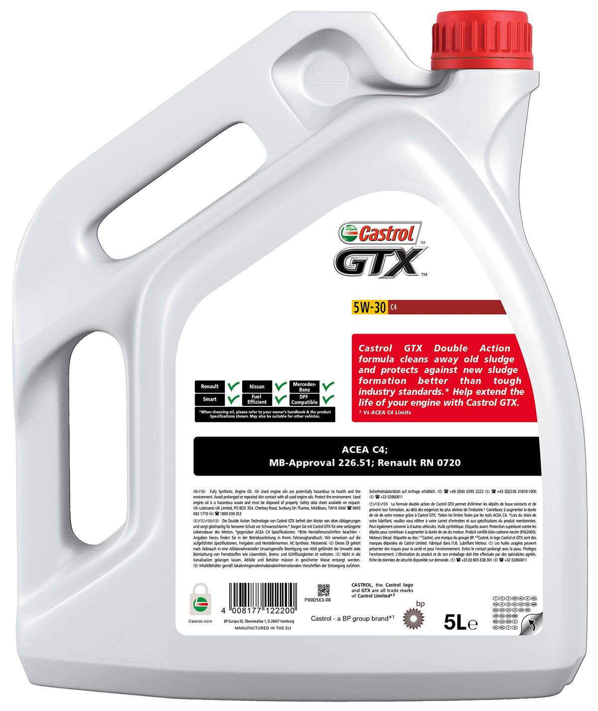 CASTROL Olio motore GTX 5W-30 Olio sintetico 5 L Compatibilità con RENAULT Clio 3 Hatchback BR0/1, CR0/1 Clio 2 BB0/1/2, CB0/1/2 Clio 4 Hatchback BH Megane 3 Hatchback BZ0/1, NISSAN