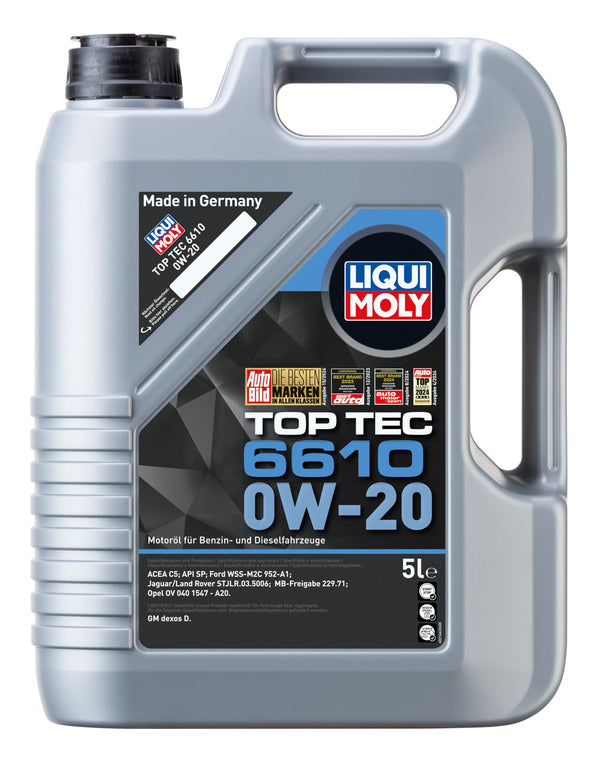 LIQUI MOLY Olio motore Top Tec 0W-20 olio 5 L Compatibilità con OPEL Mokka/Mokka X J13, NISSAN Qashqai II J11, J11, MERCEDES-BENZ Classe A W177, TOYOTA Yaris Hatchback P13
