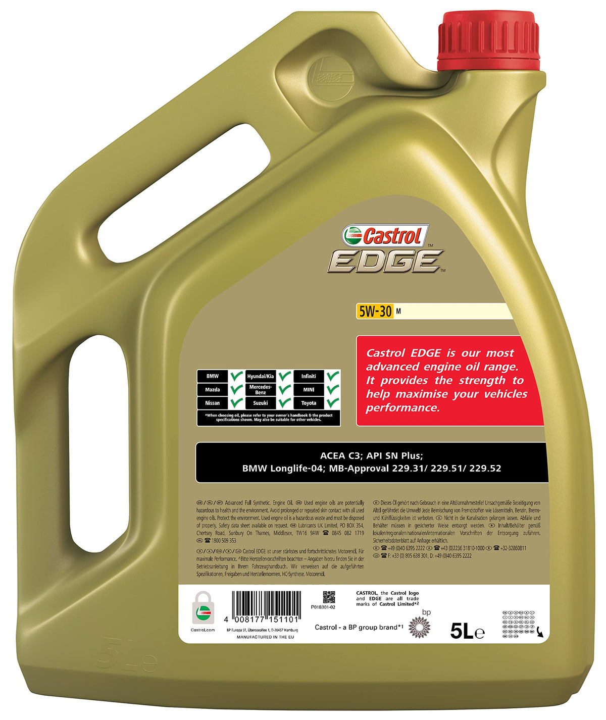 Castrol Edge - Olio Motore 5W-30 M, 5 Litri