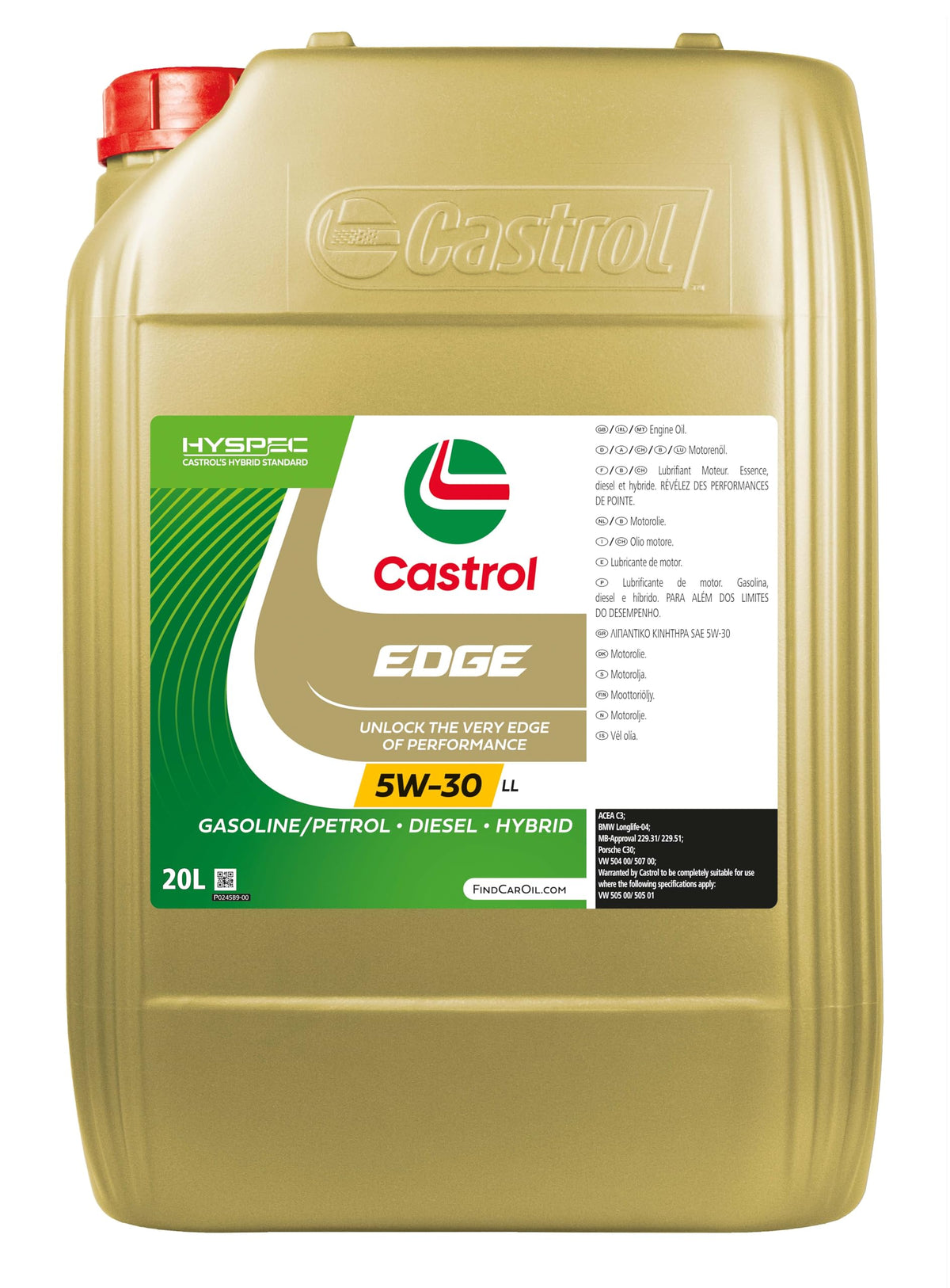Castrol EDGE 5W-30 LL Advanced Full Synthetic Engine Oil, 20L