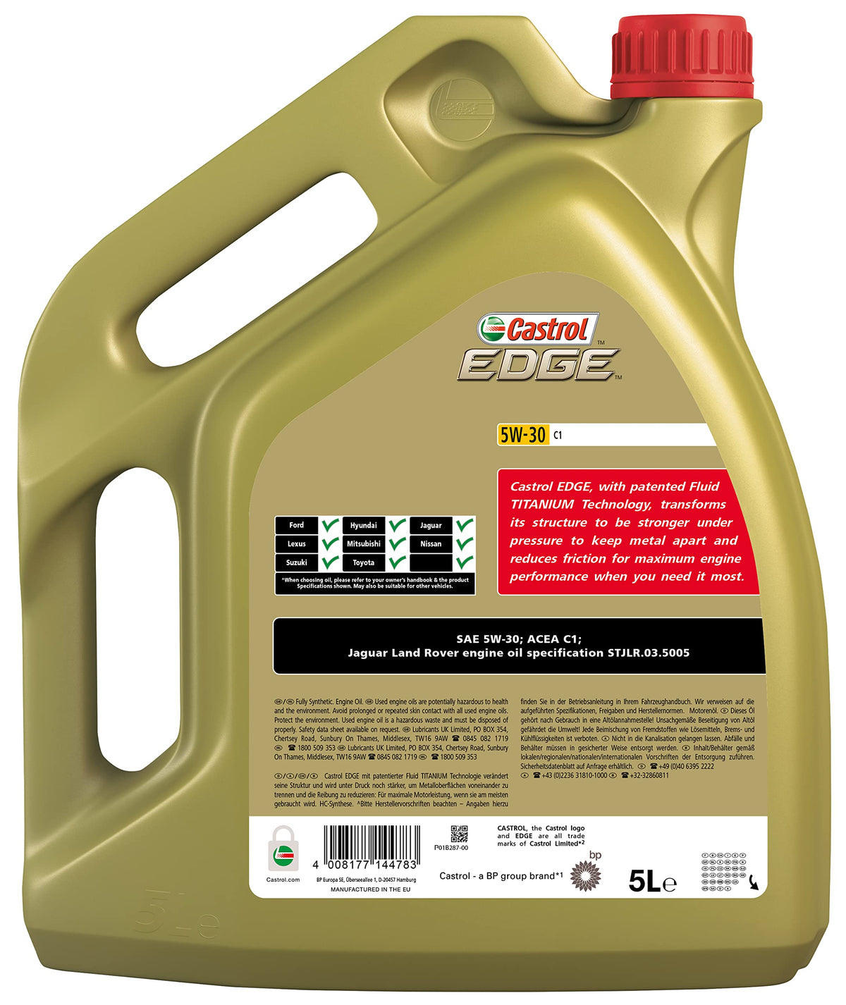 CASTROL Olio motore EDGE 5W-30 5 L Compatibilità con LAND ROVER Range Rover Sport L494, JAGUAR F-PACE X761