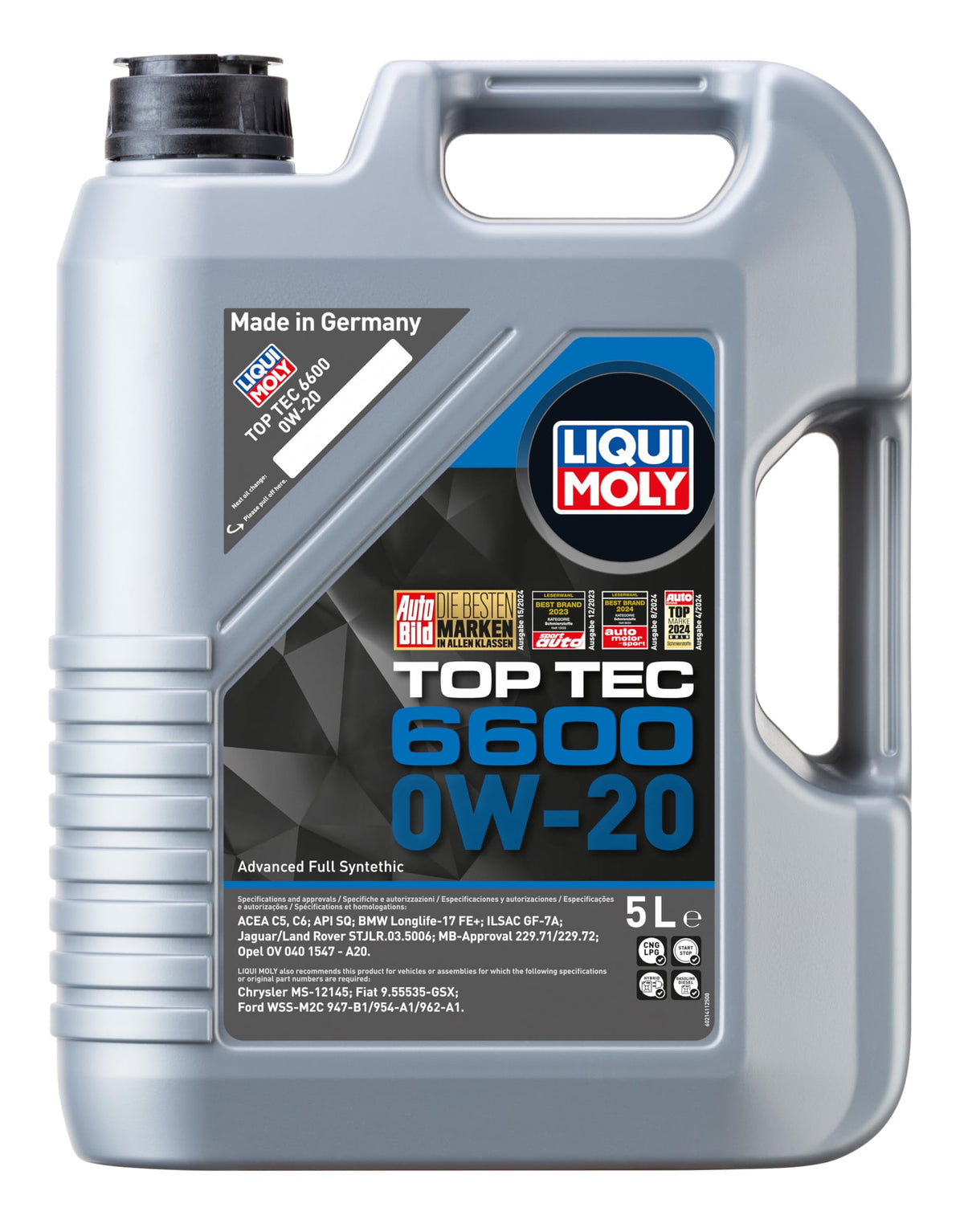 LIQUI MOLY | Top Tec 6600 0W-20 | 5 L | Oli motore | Tecnologia sintetica | SKU: 21411