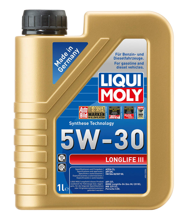 LIQUI MOLY Olio motore Longlife III 5W-30 Olio sintetico 1 L Compatibilità con RENAULT Clio 3 Hatchback BR0/1, CR0/1, VW Polo Hatchback 6R1, 6C1 Golf 4 Hatchback 1J1 Golf 7 Hatchback 5G1, BQ1, BE1